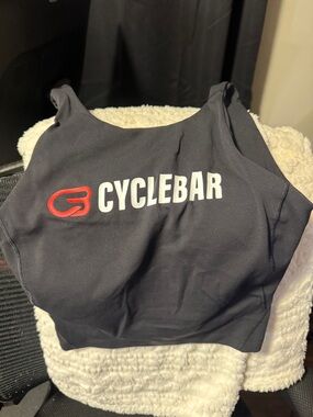 Cyclebar lululemon Black Crop Sports Bra with Red Logo sz M